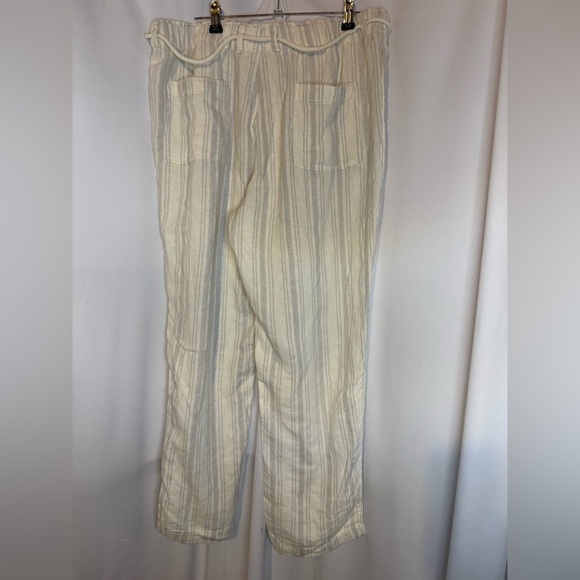 Sigrid Olsen Women’s Cream Linen Striped Pants Size Large - Picture 2 of 4